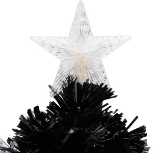 vidaXL - Kerstboom - met - LED-sneeuwvlokken - 64 - cm - glasvezel - zwart