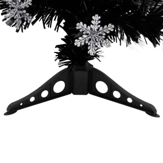 vidaXL - Kerstboom - met - LED-sneeuwvlokken - 64 - cm - glasvezel - zwart