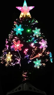 vidaXL - Kerstboom - met - LED-sneeuwvlokken - 64 - cm - glasvezel - zwart