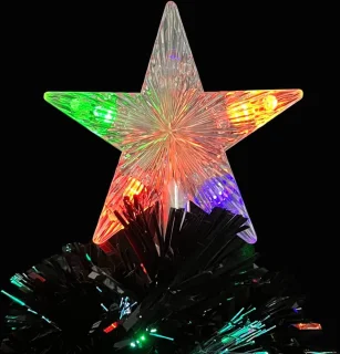 vidaXL - Kerstboom - met - LED-sneeuwvlokken - 64 - cm - glasvezel - zwart