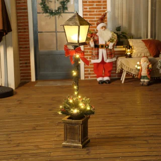 Outsunny-Christmas Lamp Post-30x30x125cm-Plastique-Vert