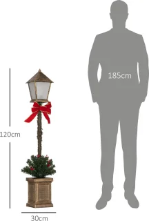 Outsunny-Christmas Lamp Post-30x30x125cm-Plastique-Vert
