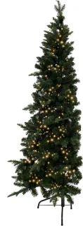 KJ Kunstkerstbomen - Halve kunstkerstboom Memphis - 240 cm - met 220 warme LED lampjes - 1208 Takken - Smart Adapter