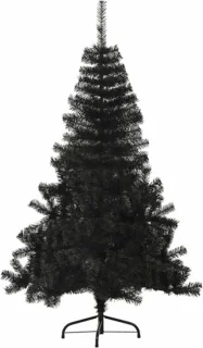 vidaXL - Kunstkerstboom - met - standaard - half - 120 - cm - PVC - zwart