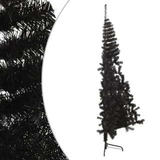 vidaXL - Kunstkerstboom - met - standaard - half - 120 - cm - PVC - zwart