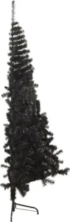 vidaXL - Kunstkerstboom - met - standaard - half - 120 - cm - PVC - zwart
