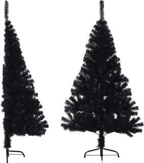 vidaXL - Kunstkerstboom - met - standaard - half - 120 - cm - PVC - zwart
