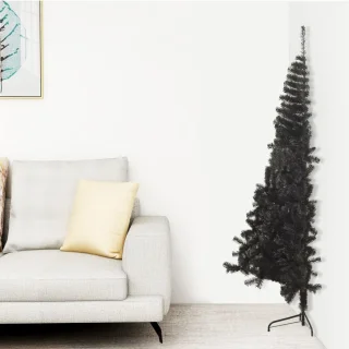 vidaXL - Kunstkerstboom - met - standaard - half - 120 - cm - PVC - zwart