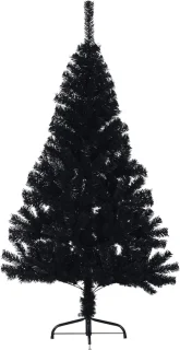 vidaXL - Kunstkerstboom - met - standaard - half - 120 - cm - PVC - zwart