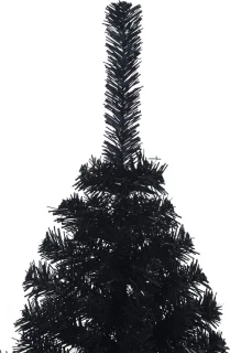 vidaXL - Kunstkerstboom - met - standaard - half - 120 - cm - PVC - zwart