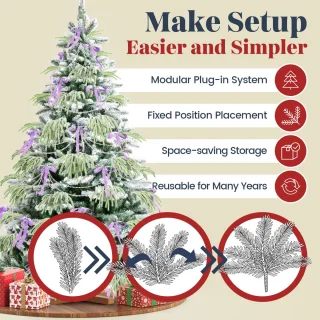 Soontrans 150 cm Kunstkerstboom - PVC + PE Groene Kerstboom - Kunstmatige Spar Met Sneeuweffect - Decoratieve Accessoires - Beschermende Handschoenen, Opbergtas, Houten Standaard, Snel te Monteren Vouwsysteem