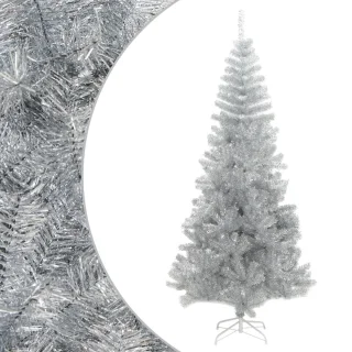 vidaXL - Kunstkerstboom - met - standaard - 240 - cm - PET - zilverkleurig