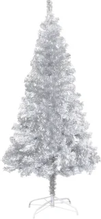 vidaXL - Kunstkerstboom - met - standaard - 240 - cm - PET - zilverkleurig