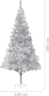 vidaXL - Kunstkerstboom - met - standaard - 240 - cm - PET - zilverkleurig