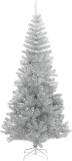vidaXL - Kunstkerstboom - met - standaard - 240 - cm - PET - zilverkleurig