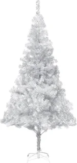 vidaXL - Kunstkerstboom - met - standaard - 240 - cm - PET - zilverkleurig