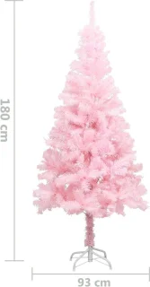 The Living Store Kunstkerstboom met standaard 180 cm PVC roze - Kunstkerstboom - Roze Kerstboom - Pvc Kerstboom - Kerstdecoratie - Kerstboom Decoratief
