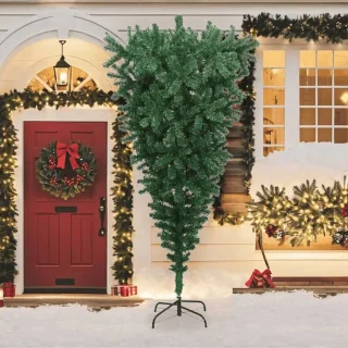 vidaXL - Kunstkerstboom - omgekeerd - met - standaard - 240 - cm - groen