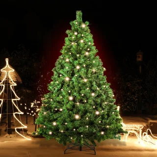 150 cm Kunstkerstboom met verlichting, dennenboom met 200 warm-witte ledlampen, 550 gemengde takken, kerstboom, kunstboom voor Kerstmis, groen