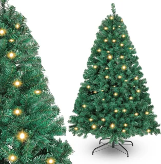 150 cm Kunstkerstboom met verlichting, dennenboom met 200 warm-witte ledlampen, 550 gemengde takken, kerstboom, kunstboom voor Kerstmis, groen