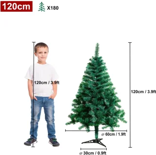 Kerstboom Kunstboom 120cm Kunstkerstboom Decoratie, Pvc Kerstboom Kerstdecoratie, Dennenboom Inclusief Plastic Standaard