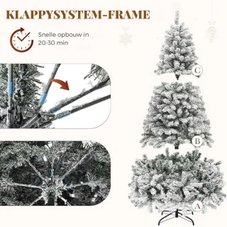 Kerstboom - Volledig Besneeuwd - Kunstmatige Boom met Watervulling - Opvouwbare Metalen Standaard - Eenvoudige Montage - Pop-up Kerstboom - 880 Besneeuwde Takken voor Feestdecoraties Thuis - 182 CM