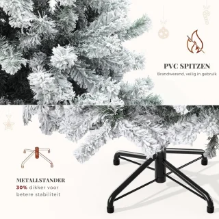Kerstboom - Volledig Besneeuwd - Kunstmatige Boom met Watervulling - Opvouwbare Metalen Standaard - Eenvoudige Montage - Pop-up Kerstboom - 880 Besneeuwde Takken voor Feestdecoraties Thuis - 182 CM