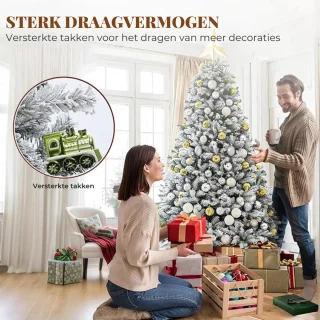 Kerstboom - Volledig Besneeuwd - Kunstmatige Boom met Watervulling - Opvouwbare Metalen Standaard - Eenvoudige Montage - Pop-up Kerstboom - 880 Besneeuwde Takken voor Feestdecoraties Thuis - 182 CM