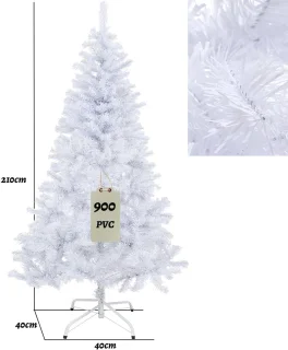 210cm kunstkerstboom, met standaard, kunstboom, kerstboom, pvc-naalden, ideaal voor thuis, kantoor, winkels en hotels, wit