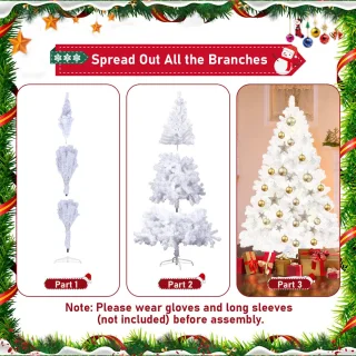 210cm kunstkerstboom, met standaard, kunstboom, kerstboom, pvc-naalden, ideaal voor thuis, kantoor, winkels en hotels, wit