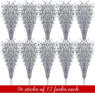 30 stuks glitter bessen kerstboom decoratie pick - 43 cm glinsterende takken - zilver