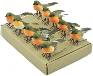 10x vogel kerstboomdecoratie roodborstjes