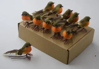 10x vogel kerstboomdecoratie roodborstjes