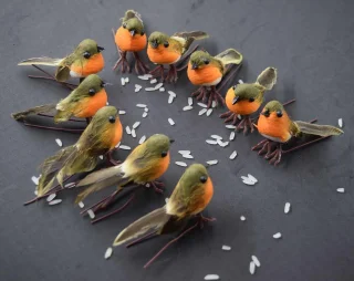 10x vogel kerstboomdecoratie roodborstjes