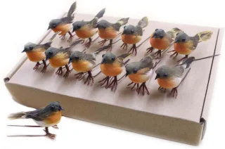 10x vogel kerstboomdecoratie roodborstjes