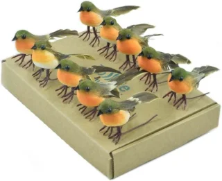 10x vogel kerstboomdecoratie roodborstjes