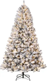 137cm kunstkerstboom met sneeuwvlokpatroon en verlichting