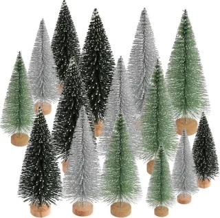 15 stuks kleine kunstkerstboom met sneeuw effect