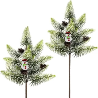 2-delige kunstkerstboom met sneeuwmandecoratie