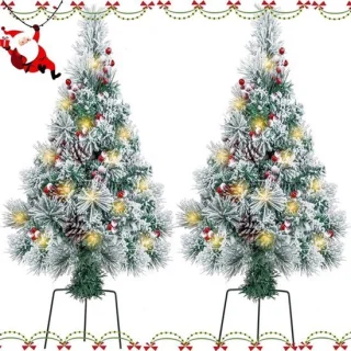 2-pack verlichte kunstkerstbomen, 76 cm