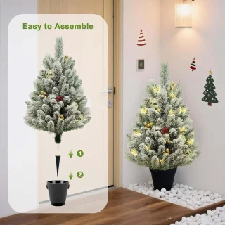 2-set Kunstkerstbomen Mini Pot 75 cm