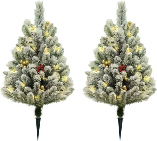 2-set Kunstkerstbomen Mini Pot 75 cm