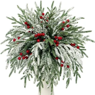 20 Kunstkersttakken 38 cm met rode bessen