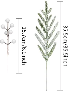 20 Kunstkersttakken 38 cm met rode bessen