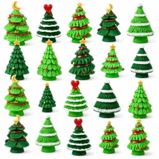 20 stuks mini-kerstbomen van hars