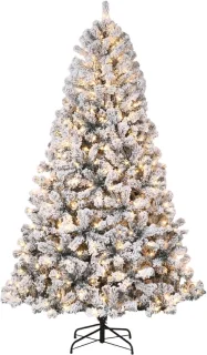 228cm kunstkerstboom met sneeuwvlokpatroon en verlichting