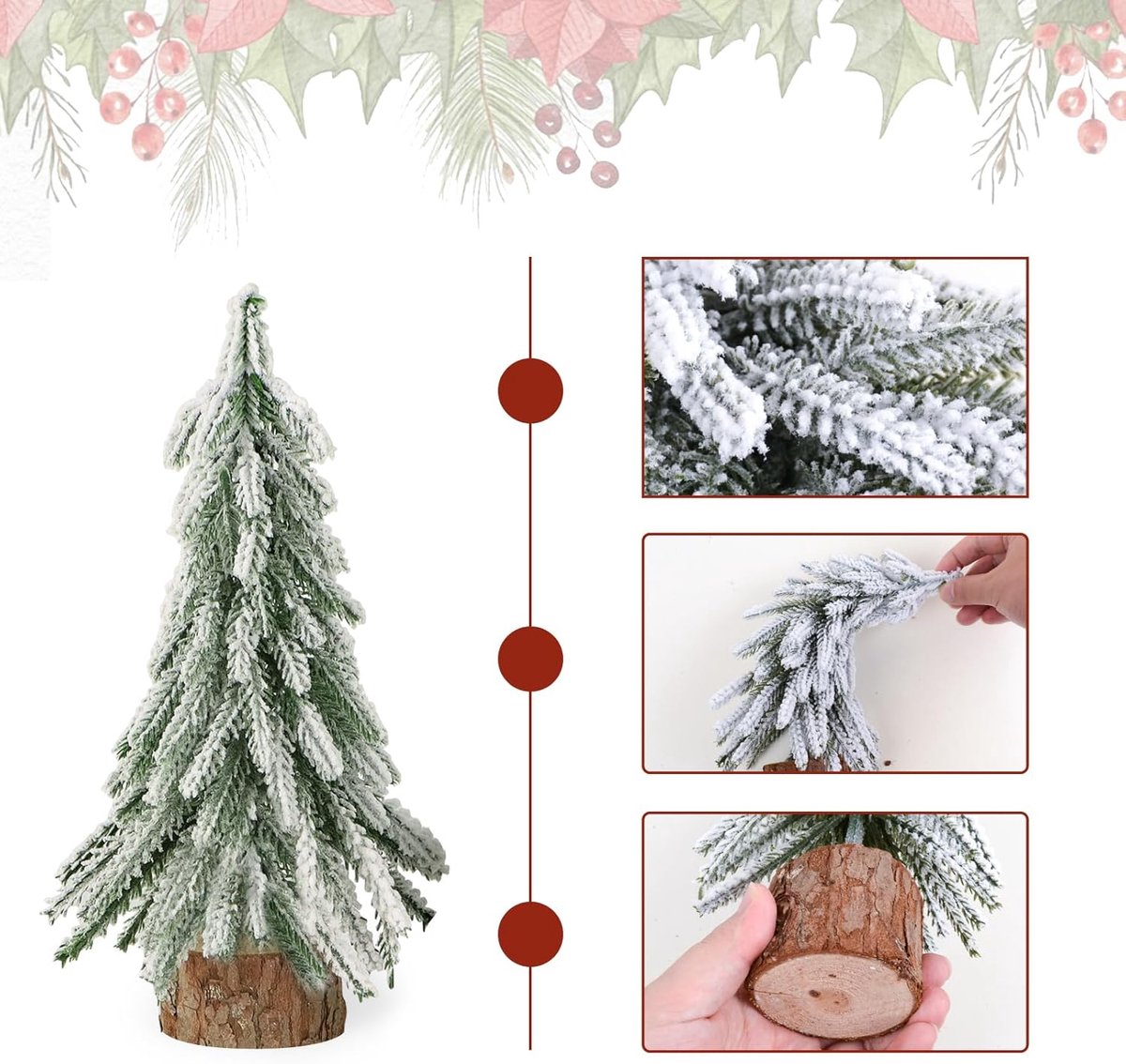 2Pcs Kleine Besneeuwde Mini Kerstbomen 20/25cm