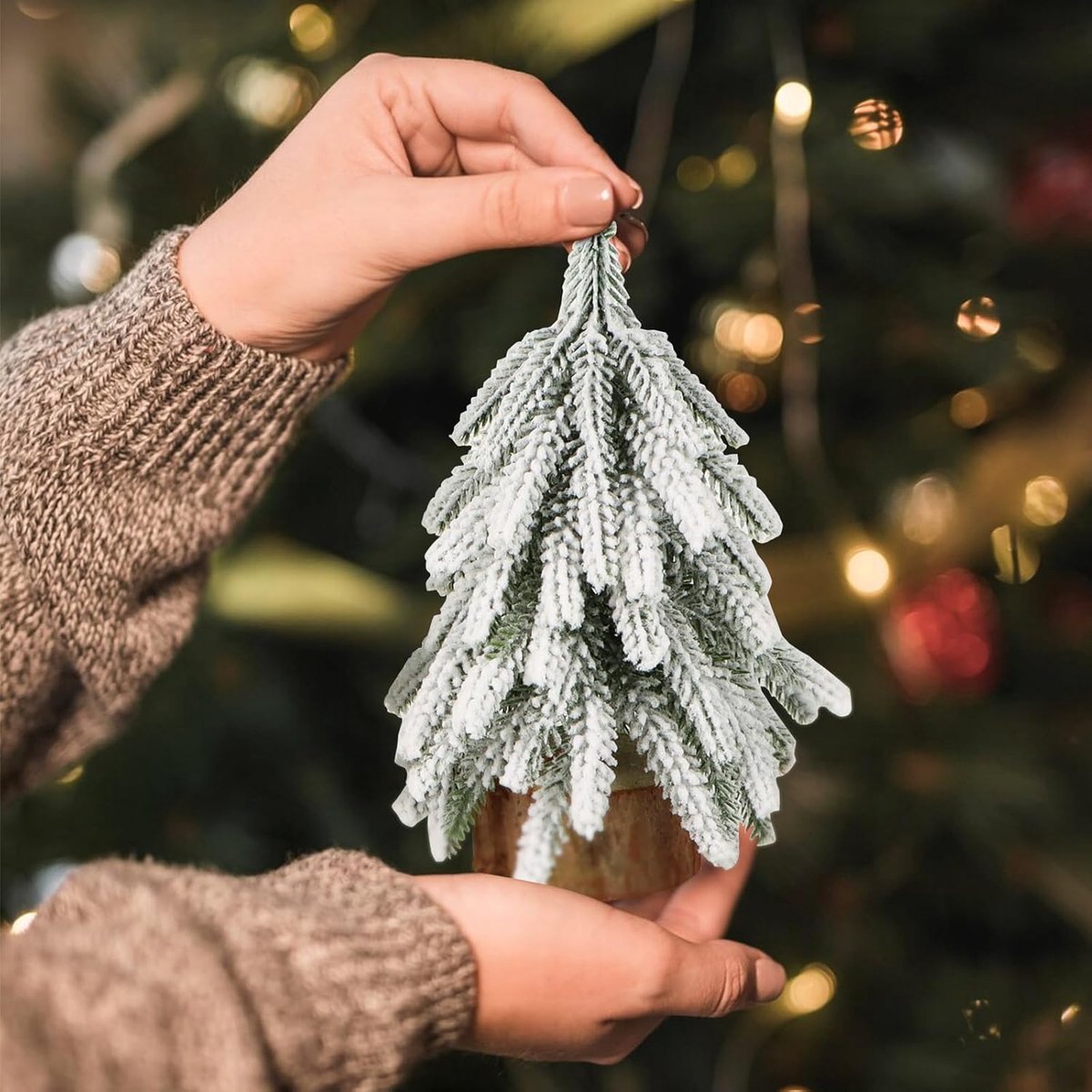 2Pcs Kleine Besneeuwde Mini Kerstbomen 20/25cm