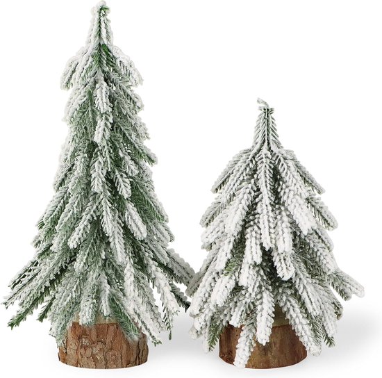 2Pcs Kleine Besneeuwde Mini Kerstbomen 20/25cm