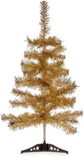 2x Glitter bronzen kerstbomen 60 cm kunststof met voet